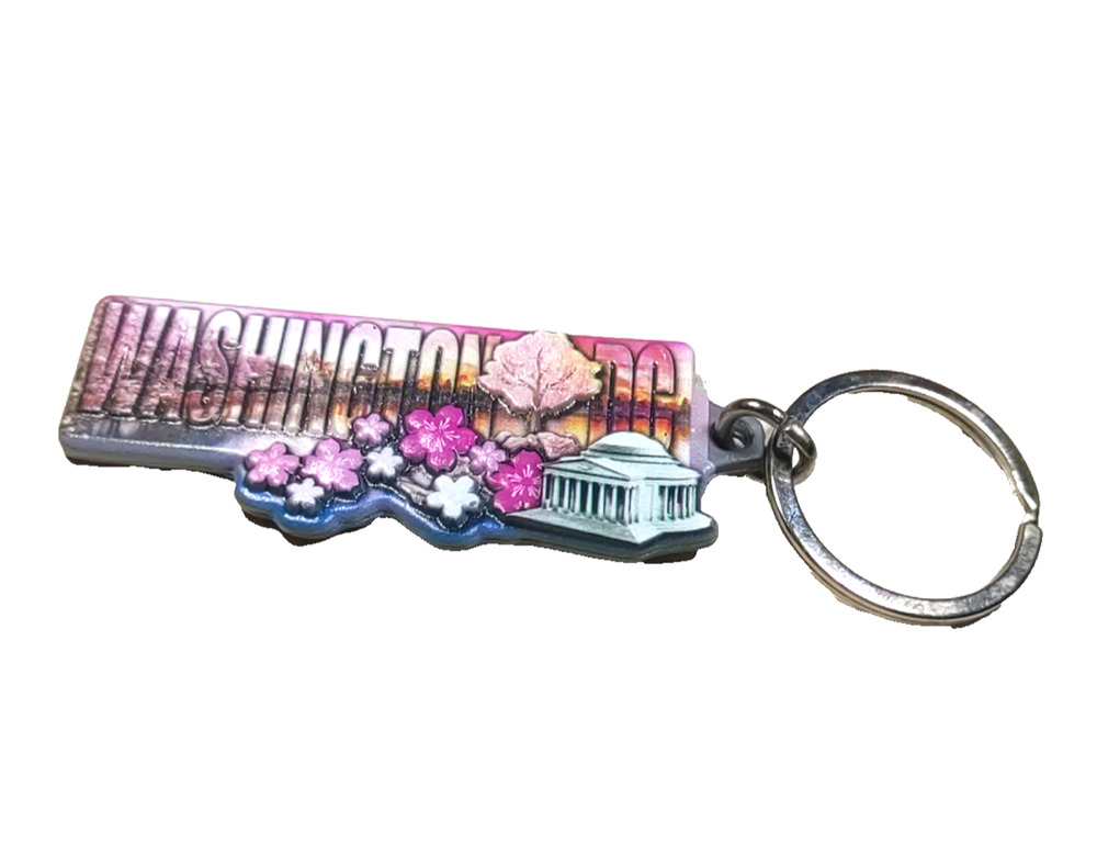 Washington Keychain Heavy Metal Cherry Trees Monument